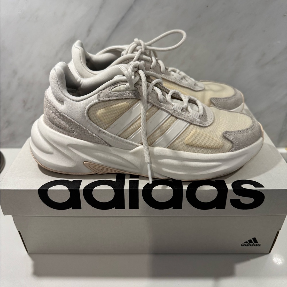Adidas Ozelle Cream and White Running Shoes